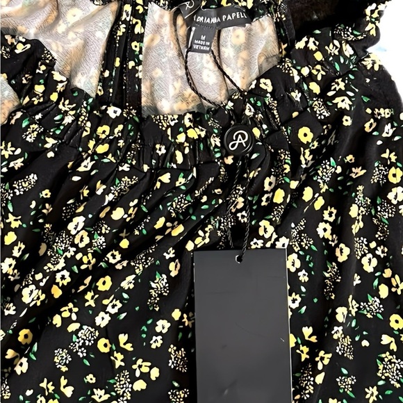 Adrianna Papell Black Floral Sleeveless Chiffon Blouse Halter Keyhole Top NWT M - Picture 9 of 11